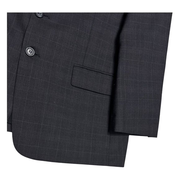 HAGGAR Plaid Grey 2-Piece Suit Set Business Casual Formal Blazer & Pants Men 42S - Picture 10 of 10